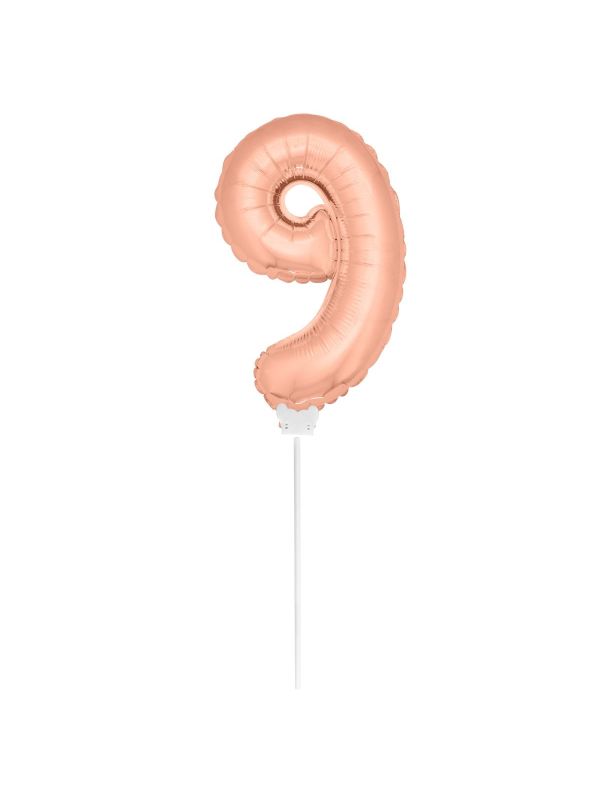 Rosé goud cijfer 9 mini folieballon main product photo