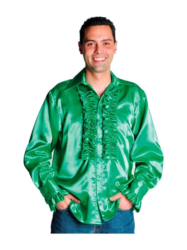 Rouches blouse donkergroen luxe man main product photo