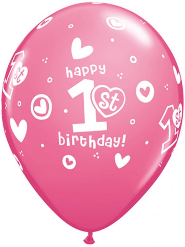 Roze 1e verjaardag ballonnen 25 stuks