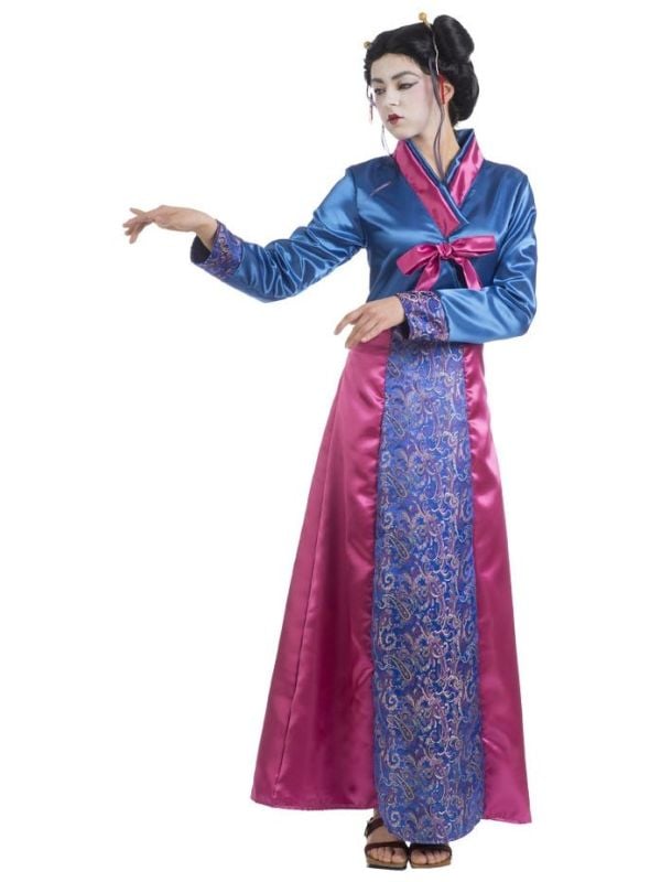 Roze Blauwe Chinese jurk main product photo