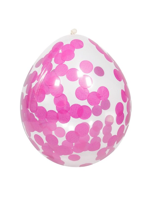 Roze confetti ballonnen 4 stuks
