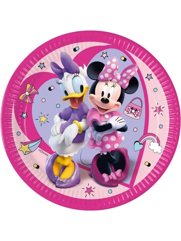 Roze Disney Minnie Mouse feestbordjes 8 stuks