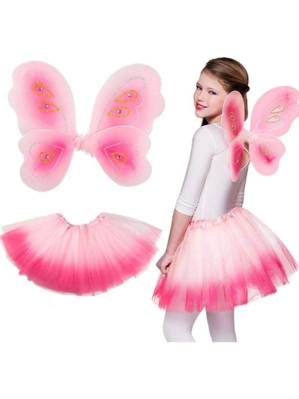 Roze fee vleugels en tutu