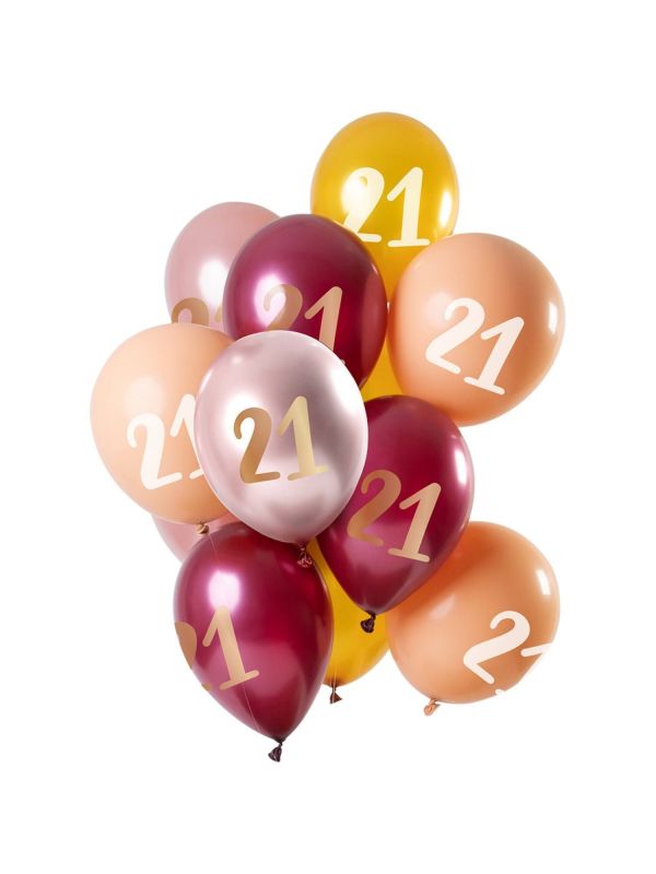 Roze gouden 21 jaar ballonnen 12 stuks