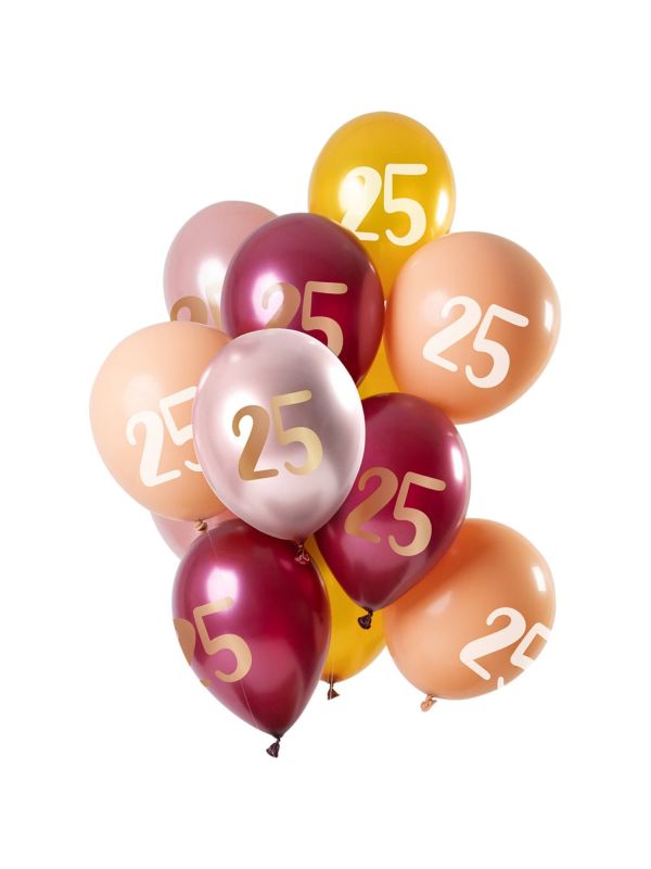 Roze gouden 25 jaar ballonnen 12 stuks main product photo