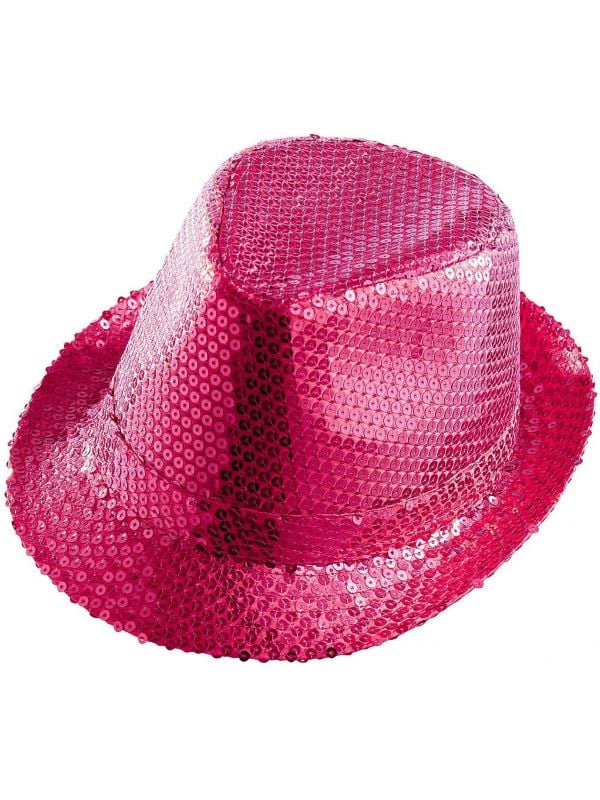 Roze pailletten hoed