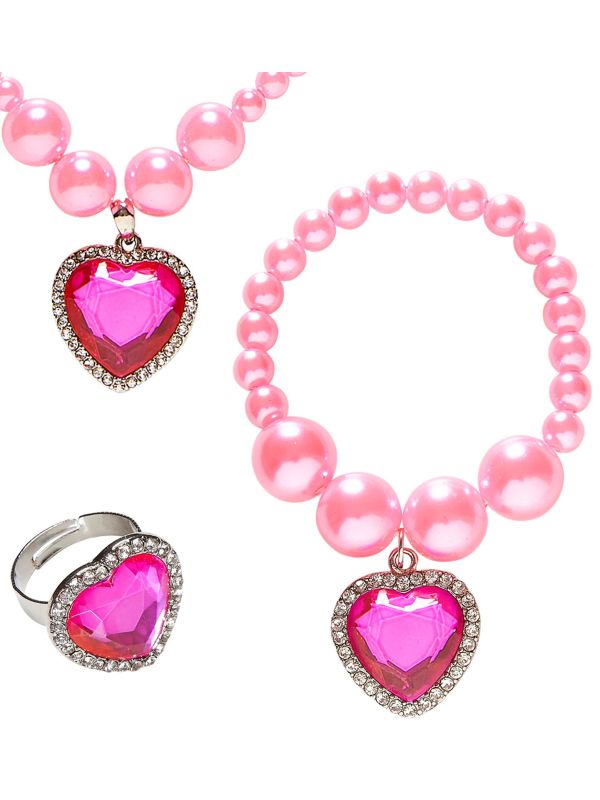 Roze parel sieraden met hartjes