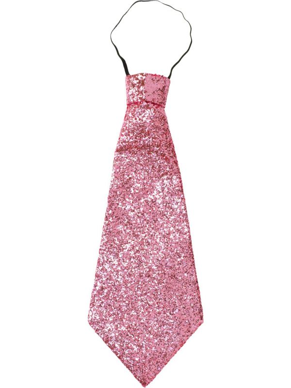 Roze stropdas glitter