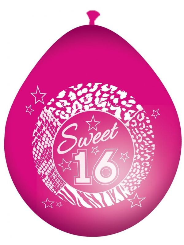 Roze sweet 16 ballonnen 8 stuks