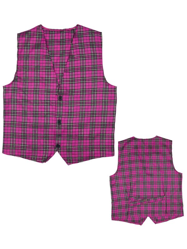 Roze tartan vest