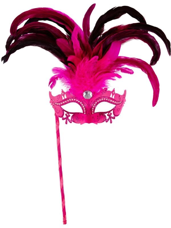 Roze venetiaans masker op stok