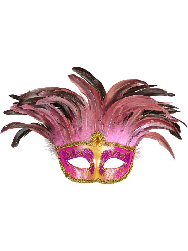 Roze venetiaanse gravin oogmasker