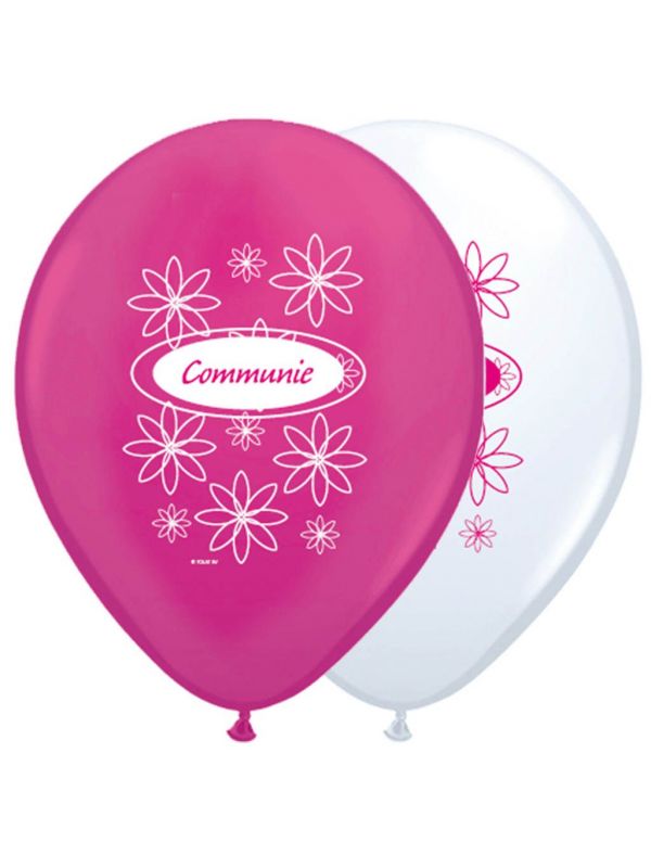 Roze witte communie ballonnen