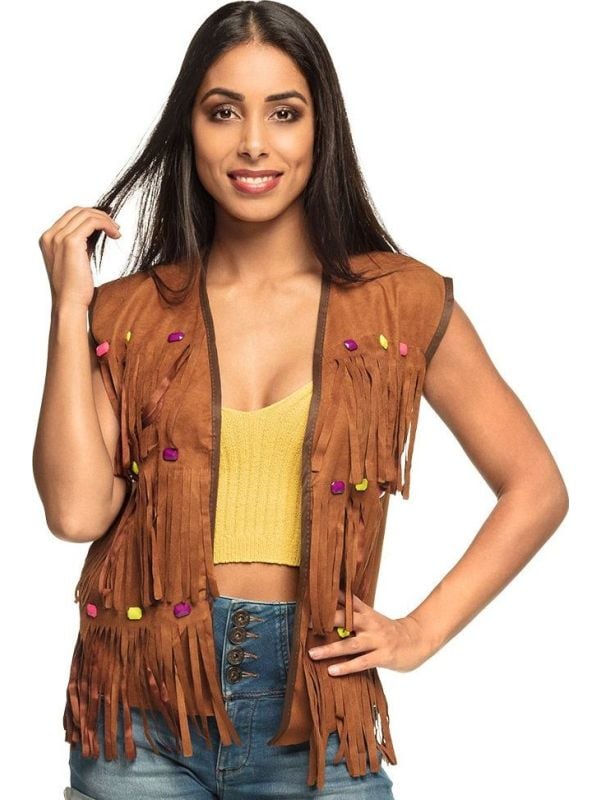 Ruffle hippie vest bruin