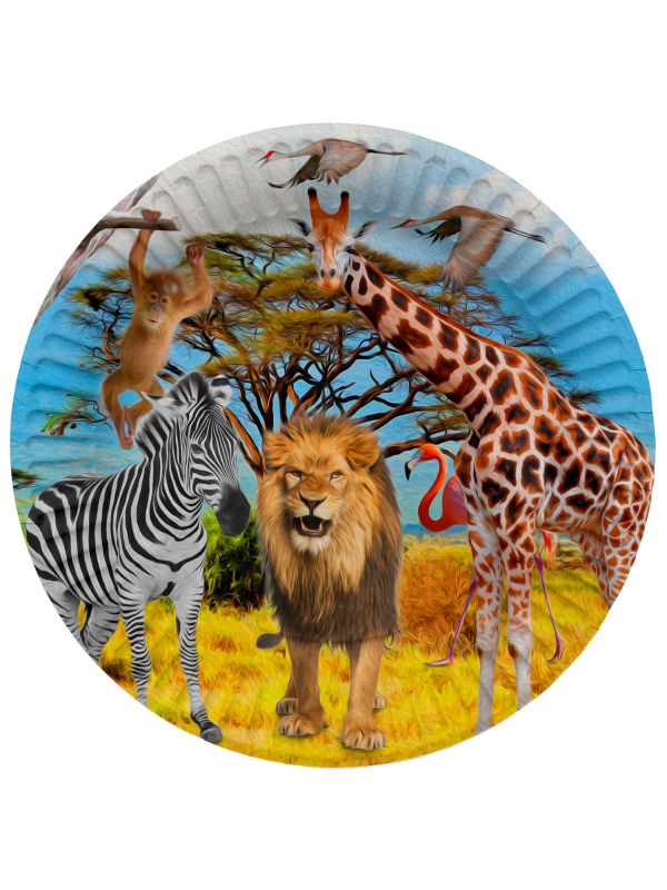 Safari dieren Afrika feestbordjes 8 stuks