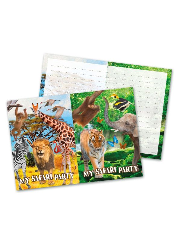 Safari party verjaardag uitnodigingen 8 stuks