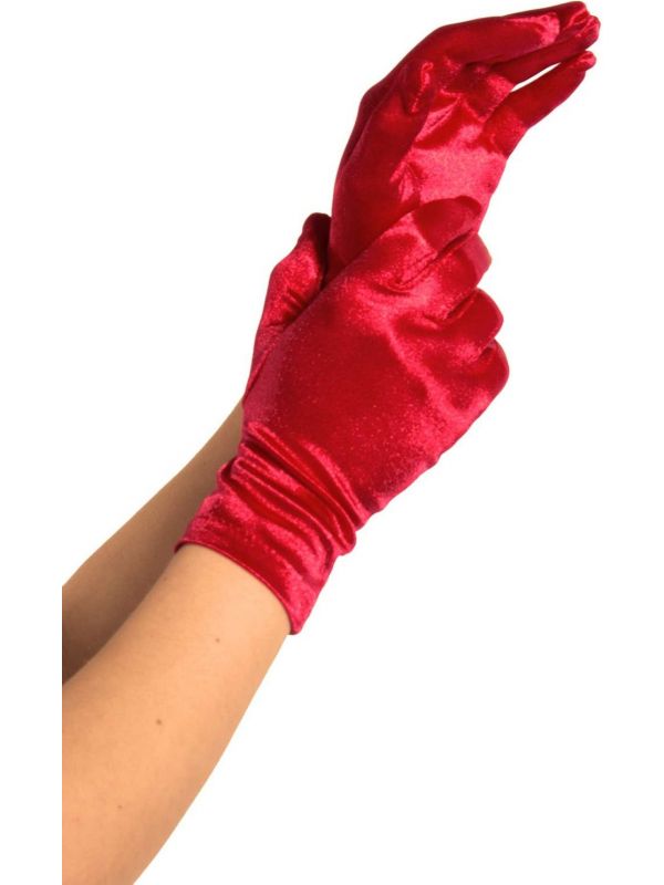Satijnen rode handschoenen