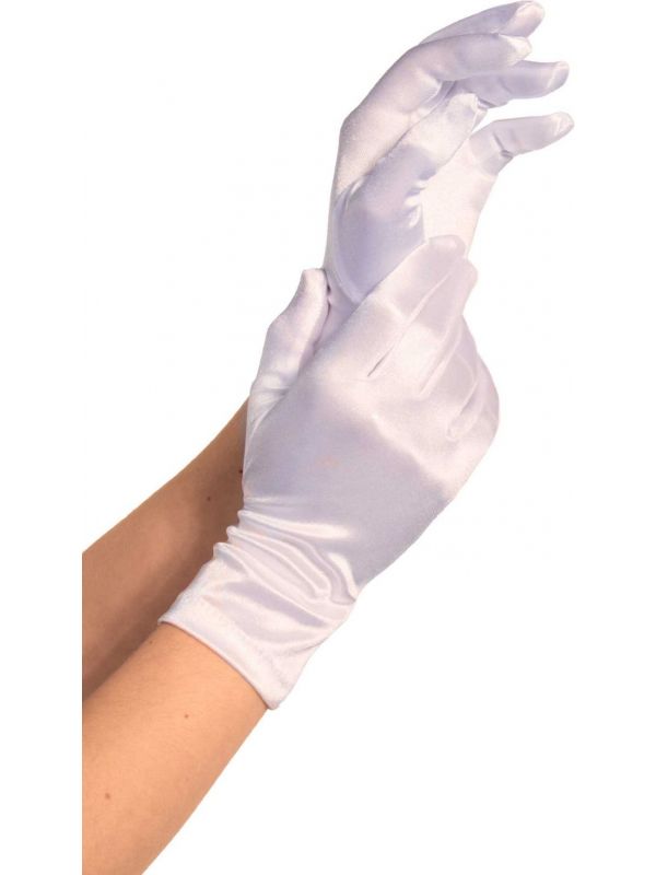 Satijnen witte handschoenen