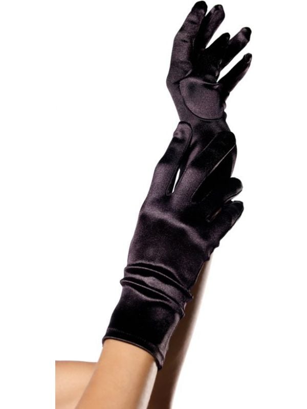 Satijnen zwarte handschoenen