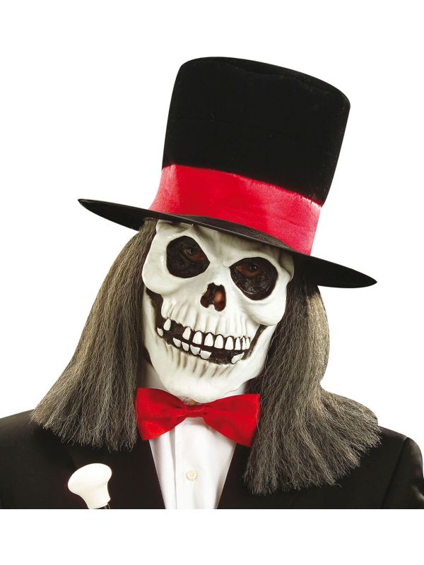Schedel masker met hoge hoed en pruik main product photo