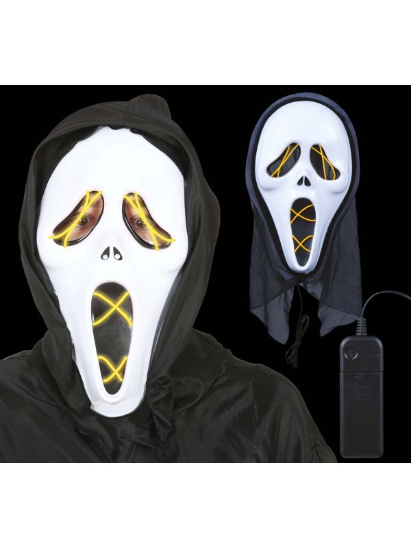 Scream verlicht masker met kap halloween main product photo