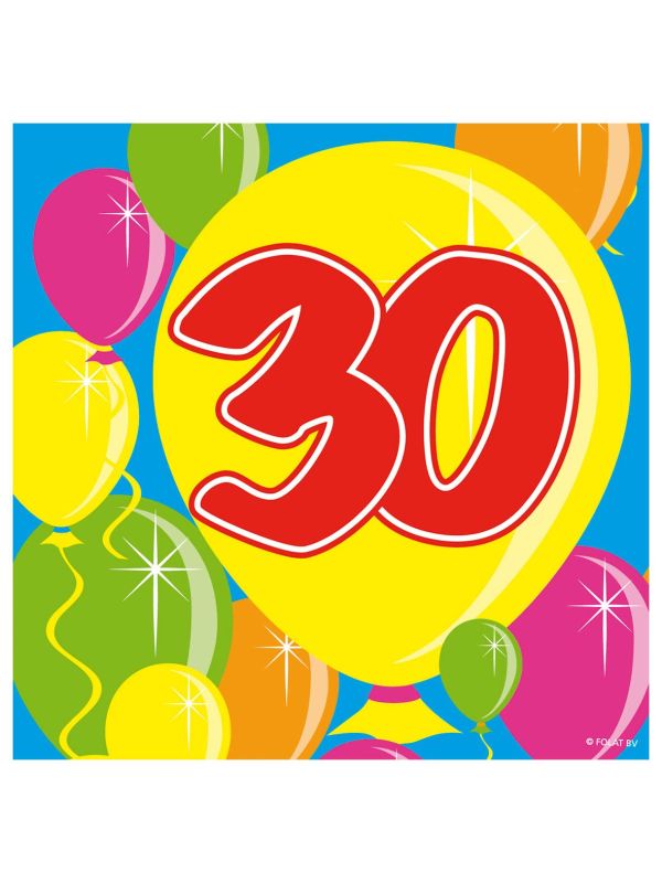 Servetten 30 Jaar Balloons 25x25cm