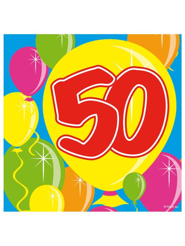 Servetten 50 Jaar Balloons 25x25cm