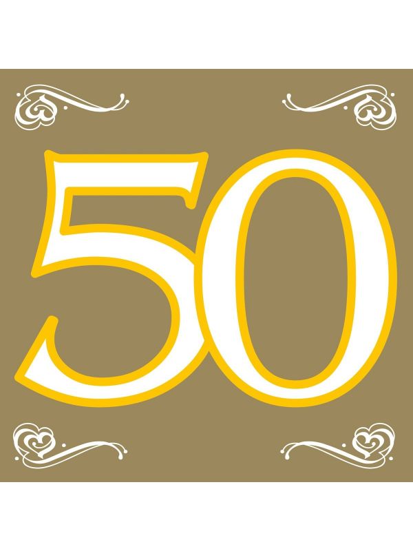 Servetten 50 jaar jubileum goud 20 stuks