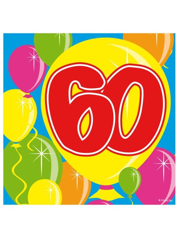 Servetten 60 Jaar Balloons 25x25cm