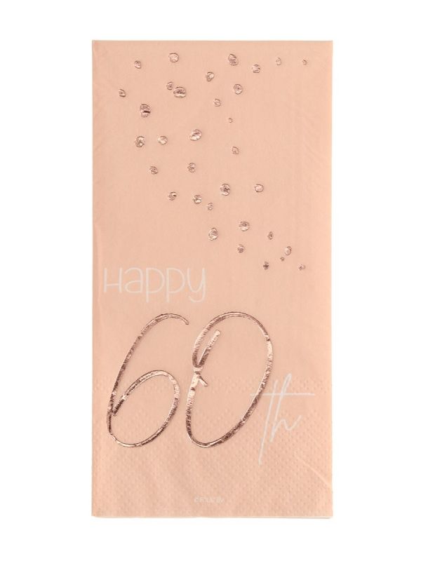 Servetten elegant lush blush 60 jaar 10 stuks