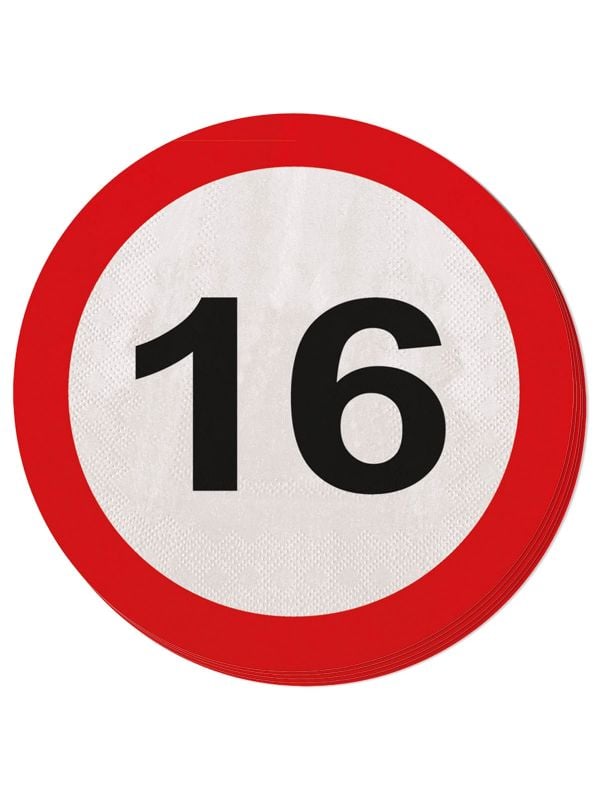 Servetten verkeersbord 16 jaar 20 stuks