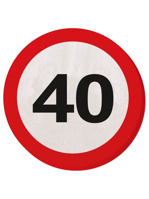 Servetten verkeersbord 40 jaar 20 stuks