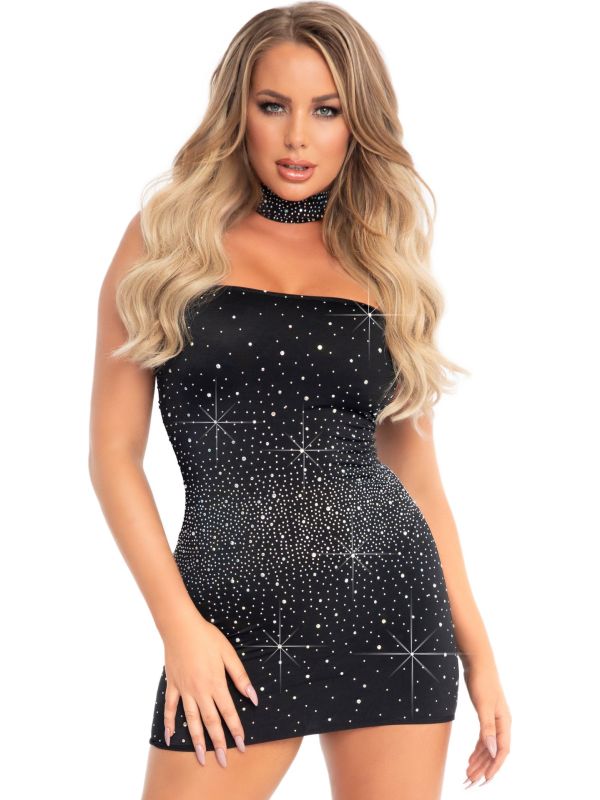 Sexy zwart jurkje met strass main product photo