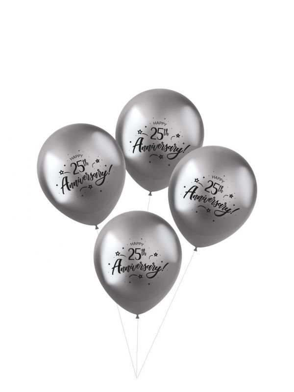 Shimmer 25 jarig jubileum ballonnen 4 stuks