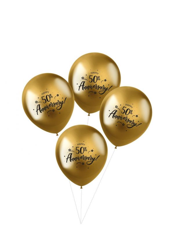 Shimmer 50 jarig jubileum ballonnen 4 stuks