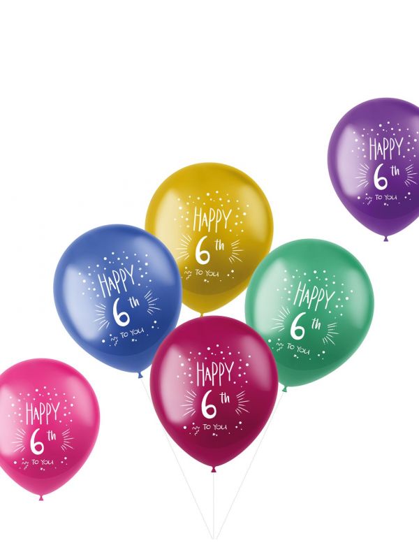 Shimmer verjaardag ballonnen 6 jaar 6 stuks