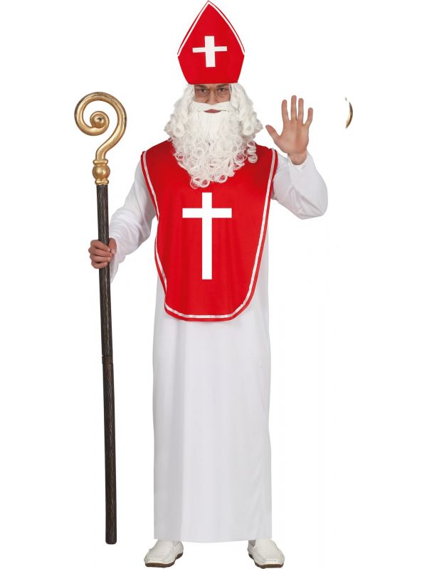 Sinterklaas outfit wit met rood heren