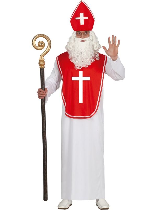 Sinterklaas outfit wit met rood heren