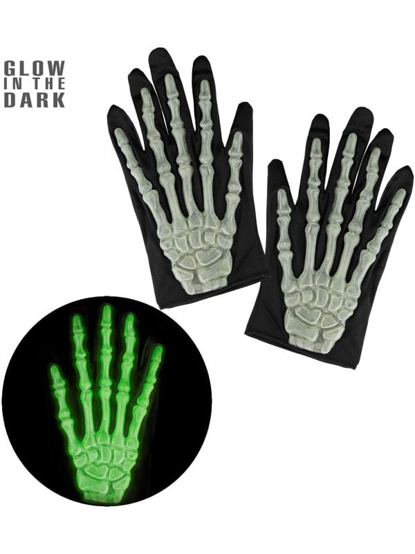 Skelet handschoenen glow in the dark