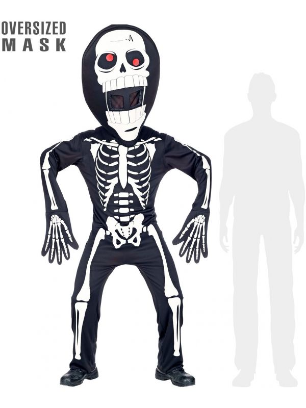 Skelet outfit met groot hoofd