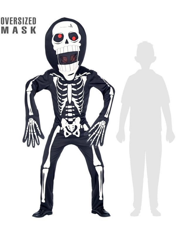Skelet outfit met groot hoofd kind