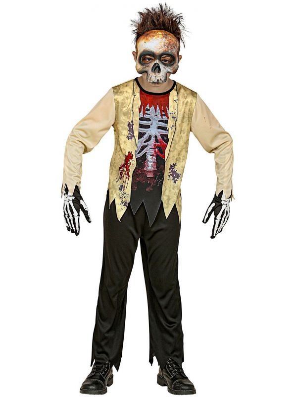 Skelet zombie outfit jongens