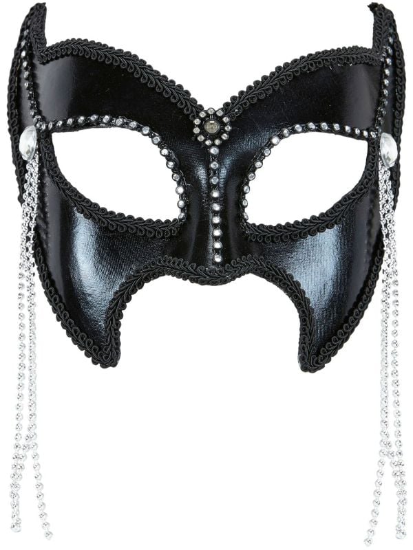 SM oogmasker met strass stenen zwart