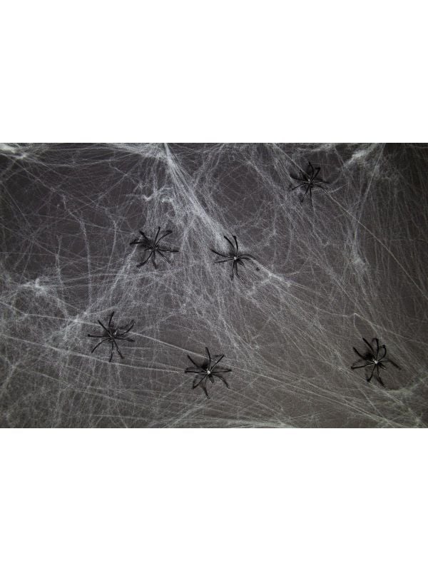 Spinnenweb halloween met 6 spinnen 20 gram