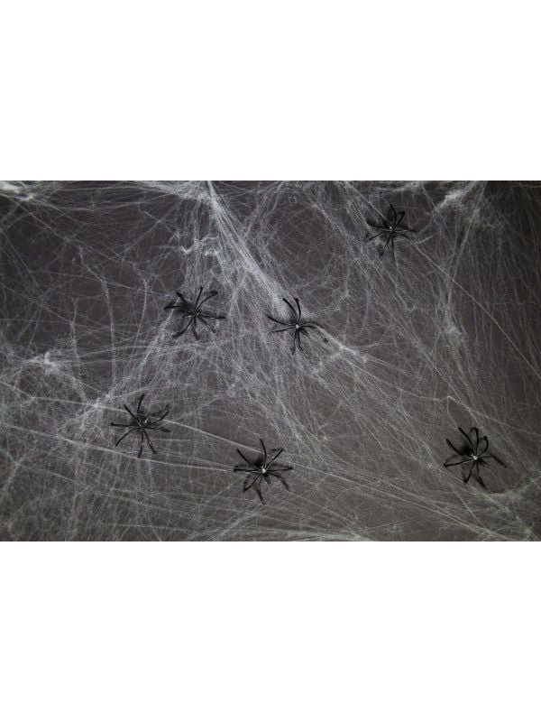 Spinnenweb halloween met 6 spinnen 500 gram