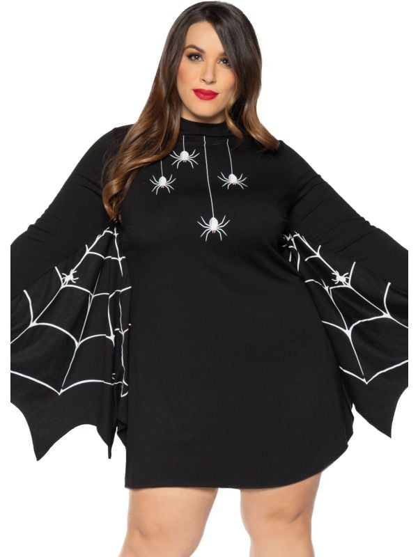 Spinnenweb jurkje zwart plus size main product photo