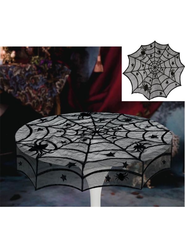 Spinnenweb tafelkleed geborduurd 100 cm halloween main product photo