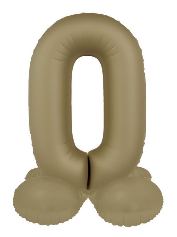 Staande Folieballon Cijfer 0 Sterrenlicht Goud 41cm