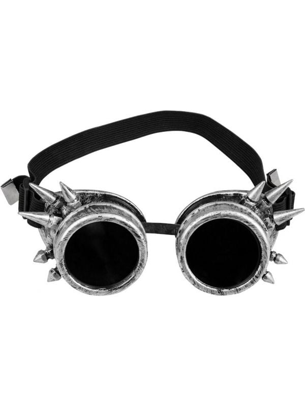 Steampunk bril met punten zilver