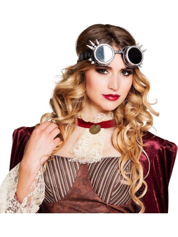 Steampunk bril met punten zilver